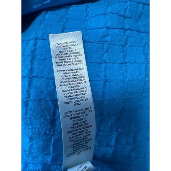 Chico’s Blue Squared Textured Moto Lightweight Zip Up Blouse Women's Size 2 US L - Picture 8 of 10